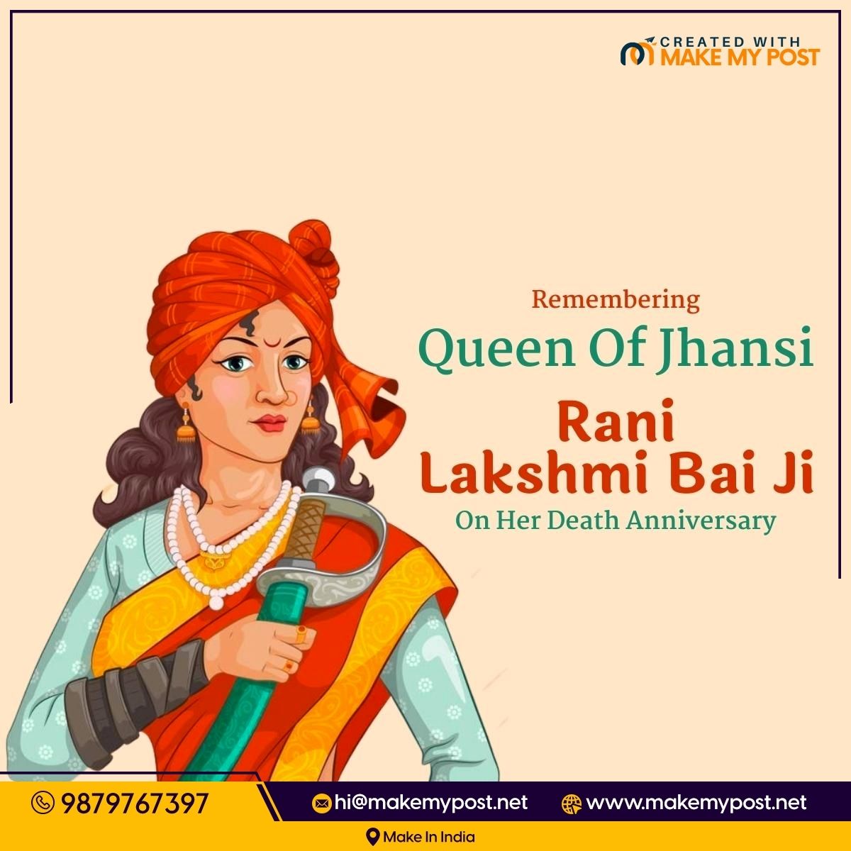 rani lakshmibai punyatithi poster template